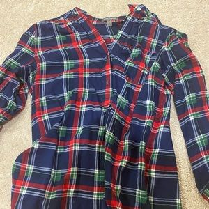Market & Spruce Plaid Blouse - Red, Green, Blue